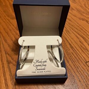 NWT Sofia James Silver Hoop Earrings with Crystals